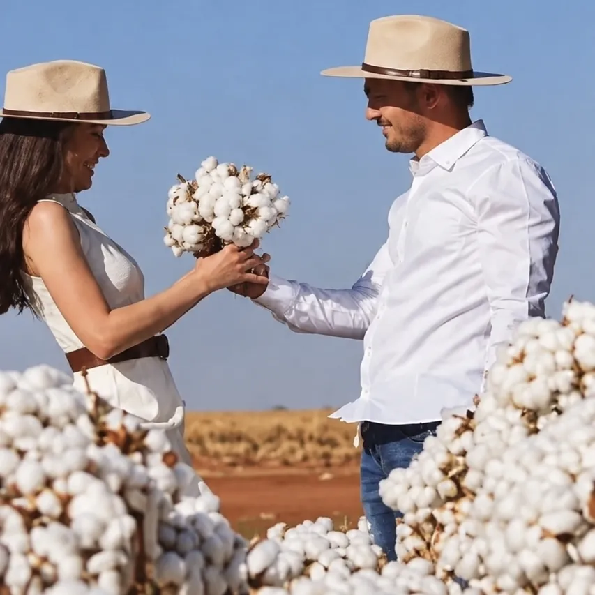 Casal viraliza com pré-wedding em lavoura de algodão