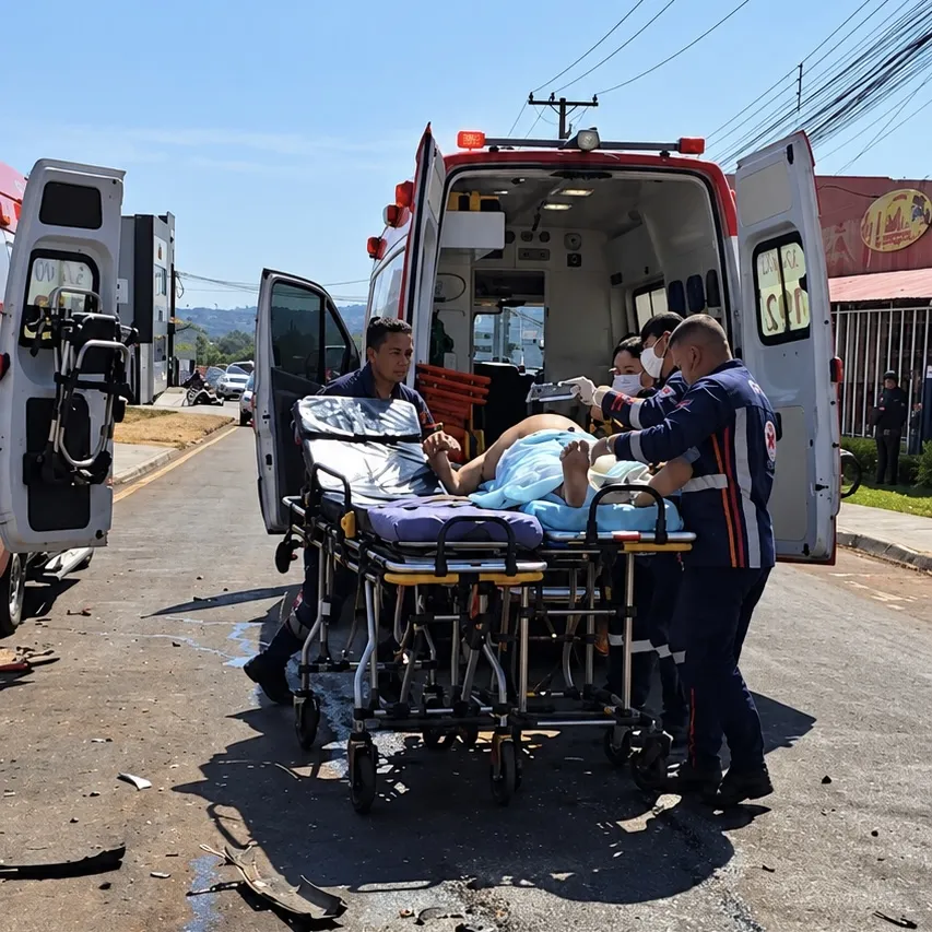 Ambulância do Samu e Saveiro batem em cruzamento de Juína