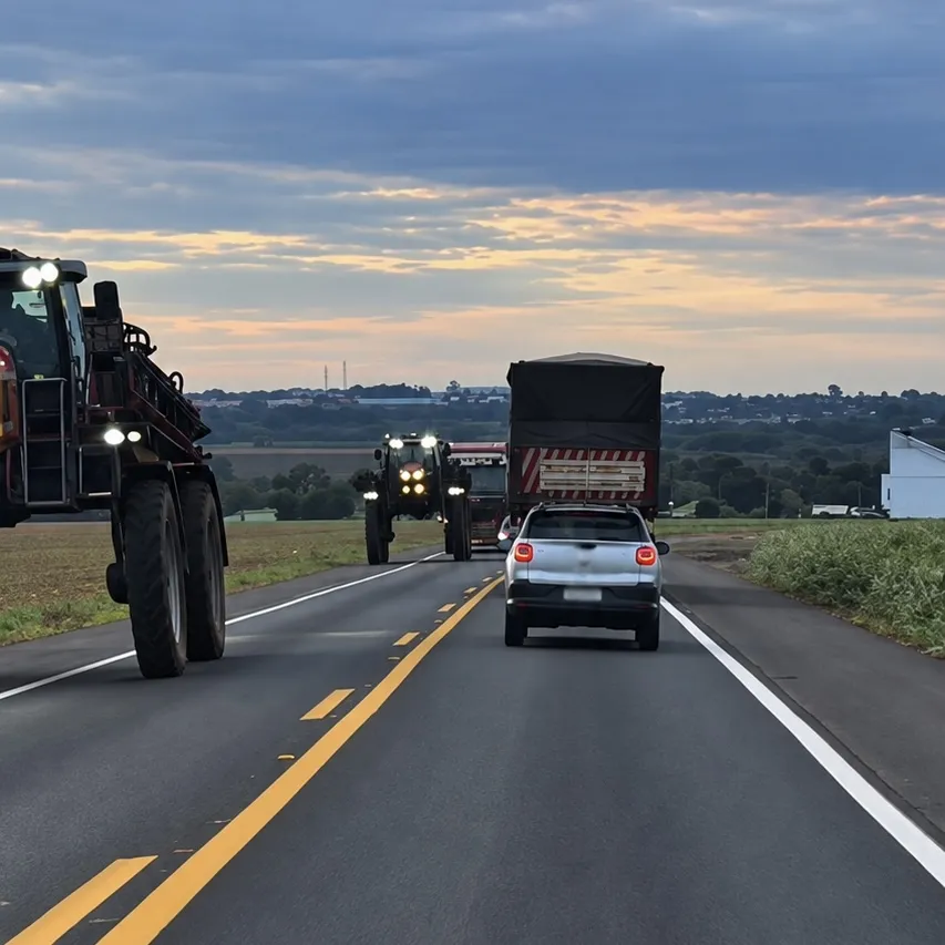 Comboio de máquinas agrícolas chama atenção em rodovia de MT