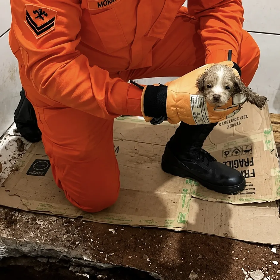 Filhote de cachorro fica preso em cano de esgoto e é resgatado em Alta Floresta