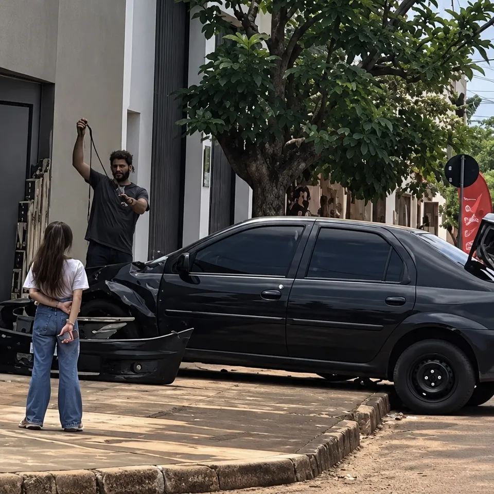 Batida entre veículos provoca danos em residência e prédio público em Pontes e Lacerta