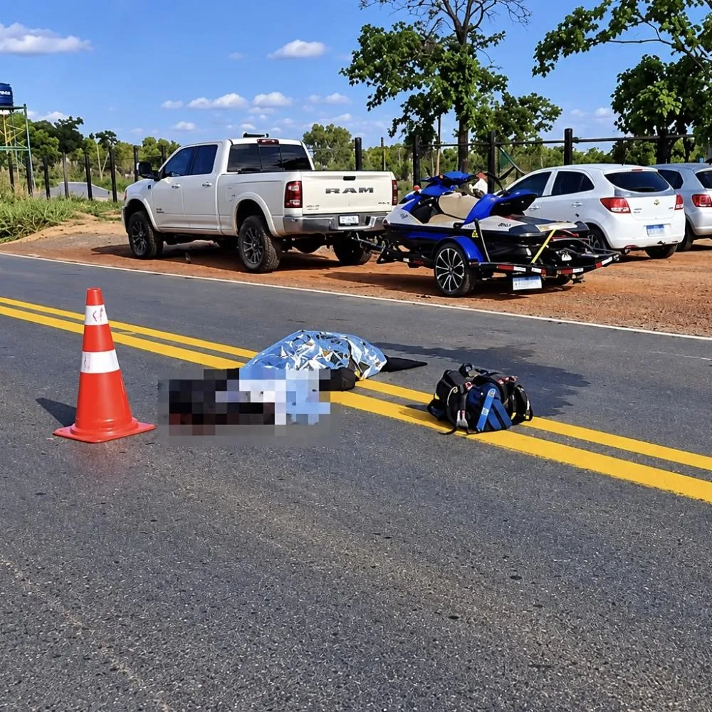 Homem pula de moto e morre atropelado por caminhonete em Chapada dos Guimarães