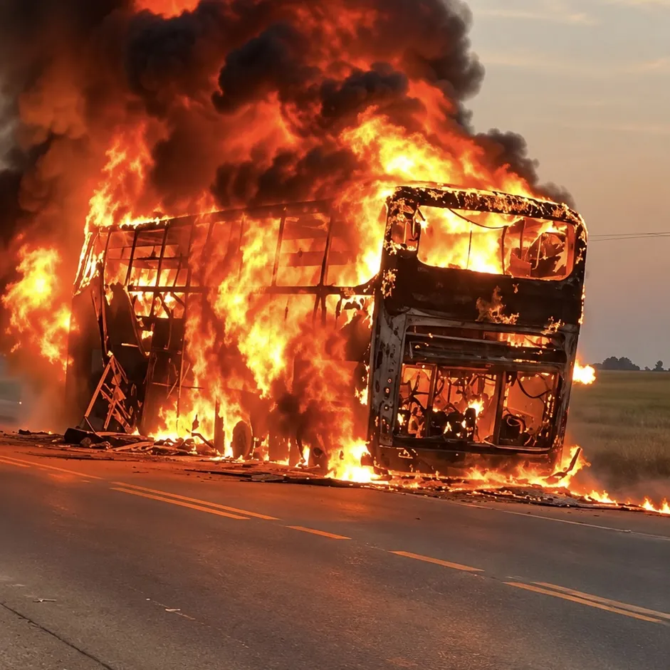 Motorista passa mal após ônibus ser tomado pelo fogo em Campo Verde