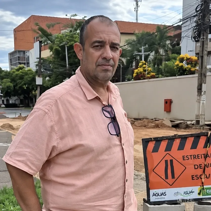 Dono de peixaria se revolta com obra, arranca placa e joga materiais na rua em Cuiabá