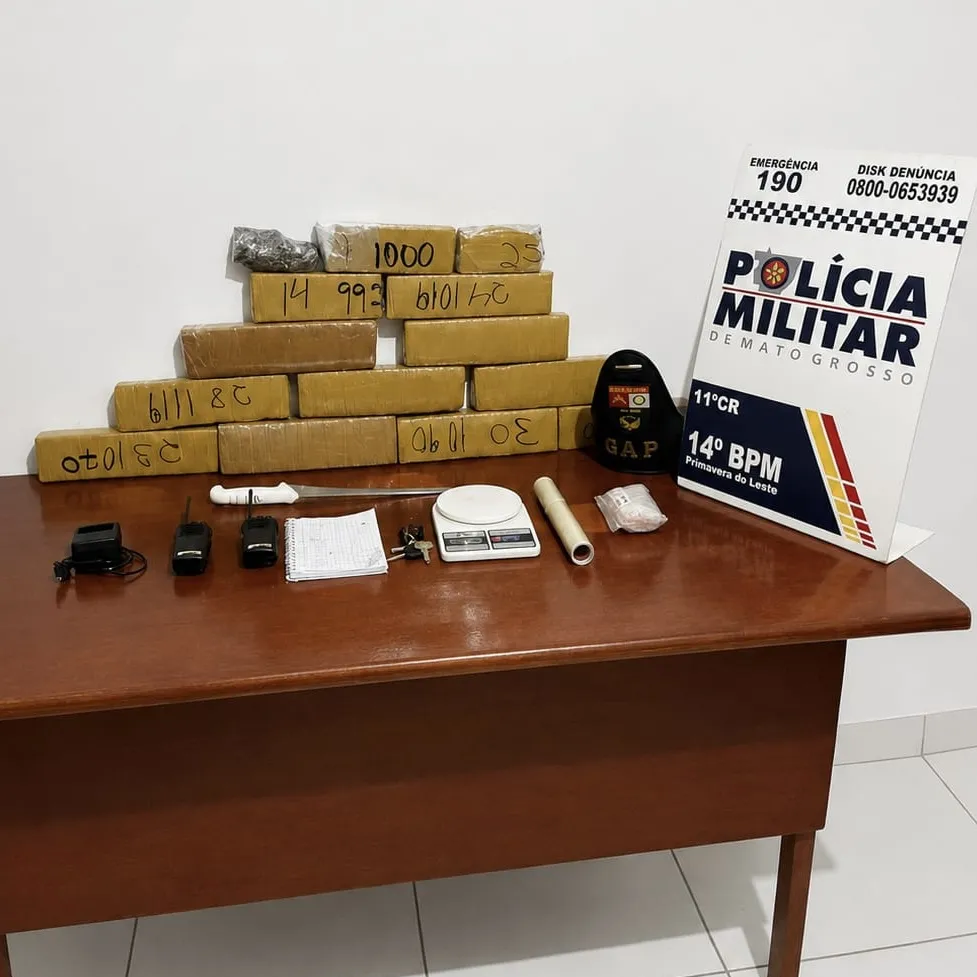 PM apreende 12 tabletes de maconha e prende dupla em Primavera do Leste